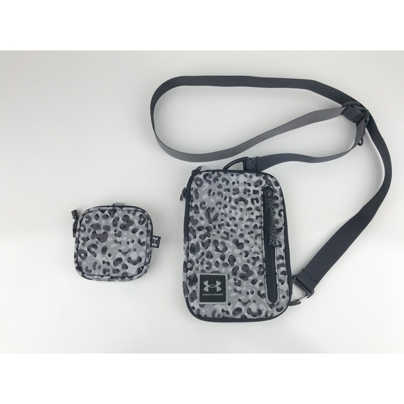 Under Armour Handbags - Under Armour Crossbody Bag Pouch Clutch Set Leopard Print Women's Gray Black